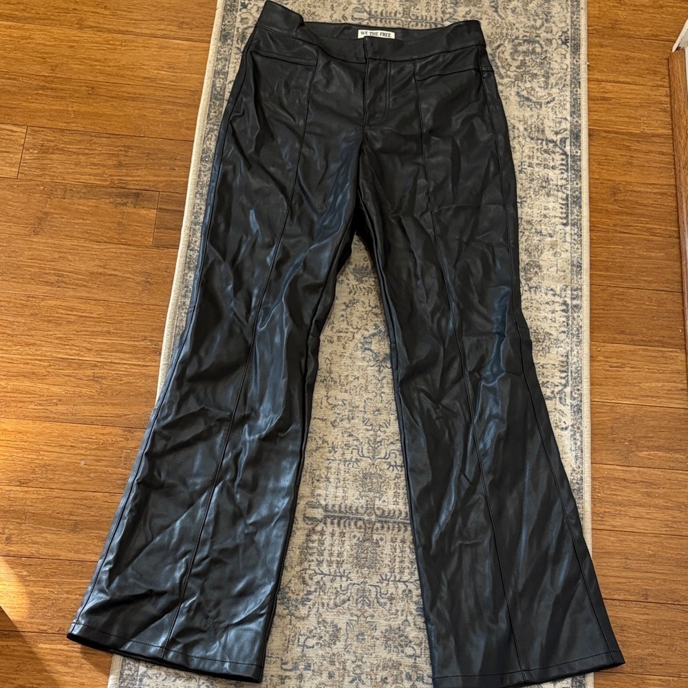 We The Free Black Faux Leather Uptown flares - size 6 - high waisted